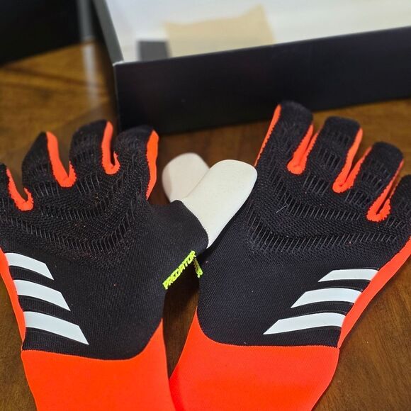 Adidas Predator Goalkeeper Pro Gloves FSP Black Orange White Texturized Size 8.5 - Picture 13 of 16